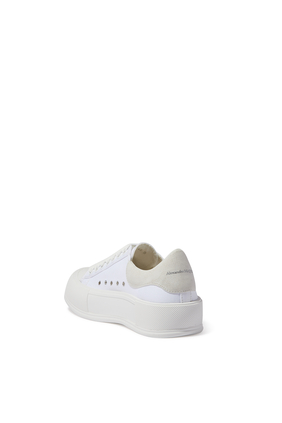 Deck Lace Up Plimsolls in Canvas